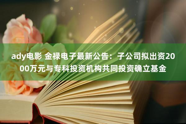 ady电影 金禄电子最新公告:子公司拟出资2000万元与专科投资机构共同投资确立基金