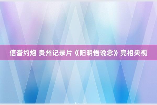 信誉约炮 贵州记录片《阳明悟说念》亮相央视