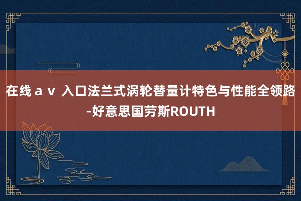 在线ａｖ 入口法兰式涡轮替量计特色与性能全领路-好意思国劳斯ROUTH