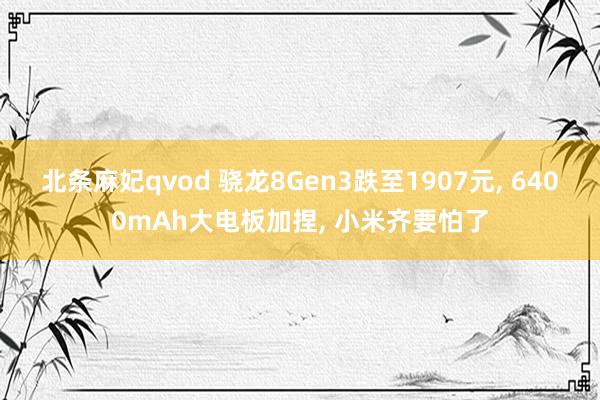 北条麻妃qvod 骁龙8Gen3跌至1907元， 6400mAh大电板加捏， 小米齐要怕了